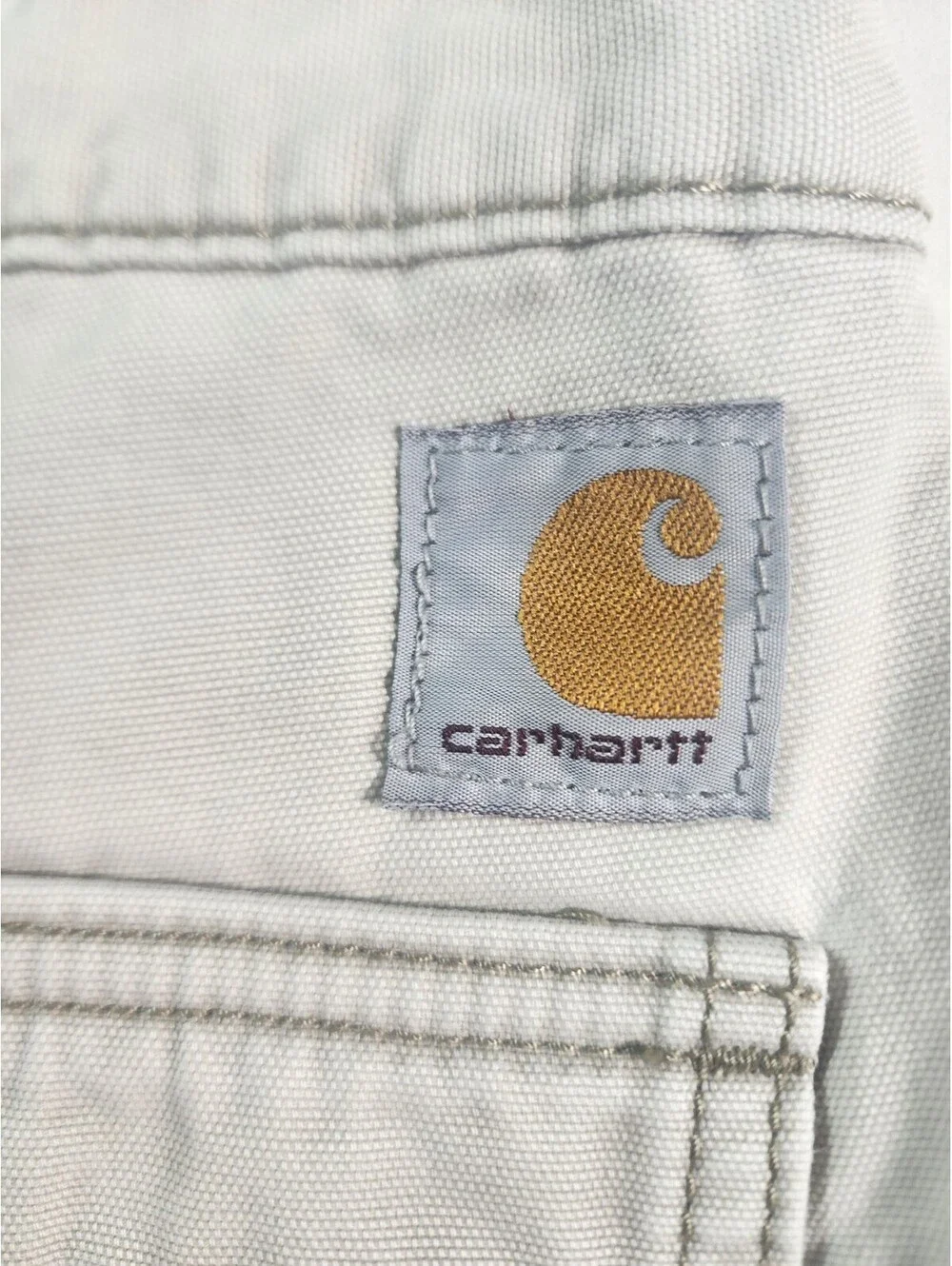 Carhartt Men's Khaki Cargo Shorts, Size 36, with Button Pockets and Relaxed Fit